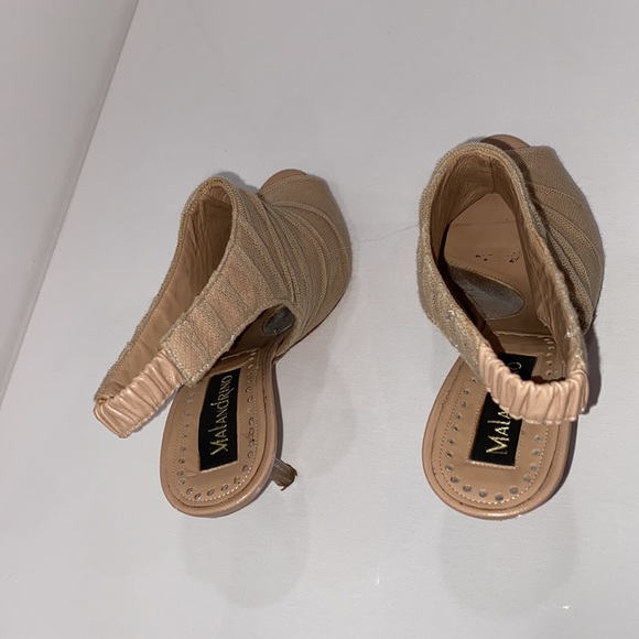 Catherine Malandrino Nude leather w/net peep toe sling backs 4” heel Italy SZ 38 - Picture 3 of 16